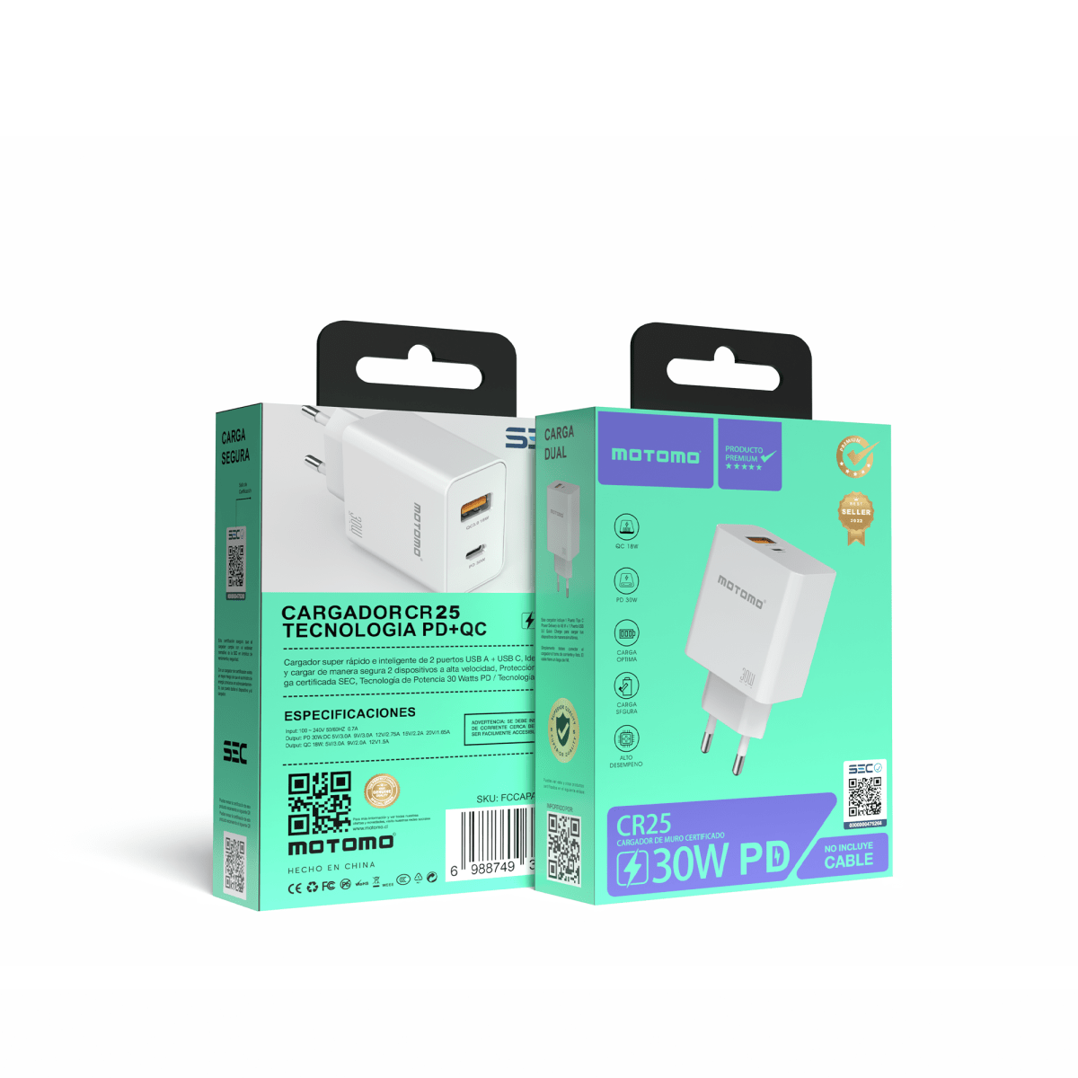 Cargador de Pared Motomo CR25 30W PD sin Cable2