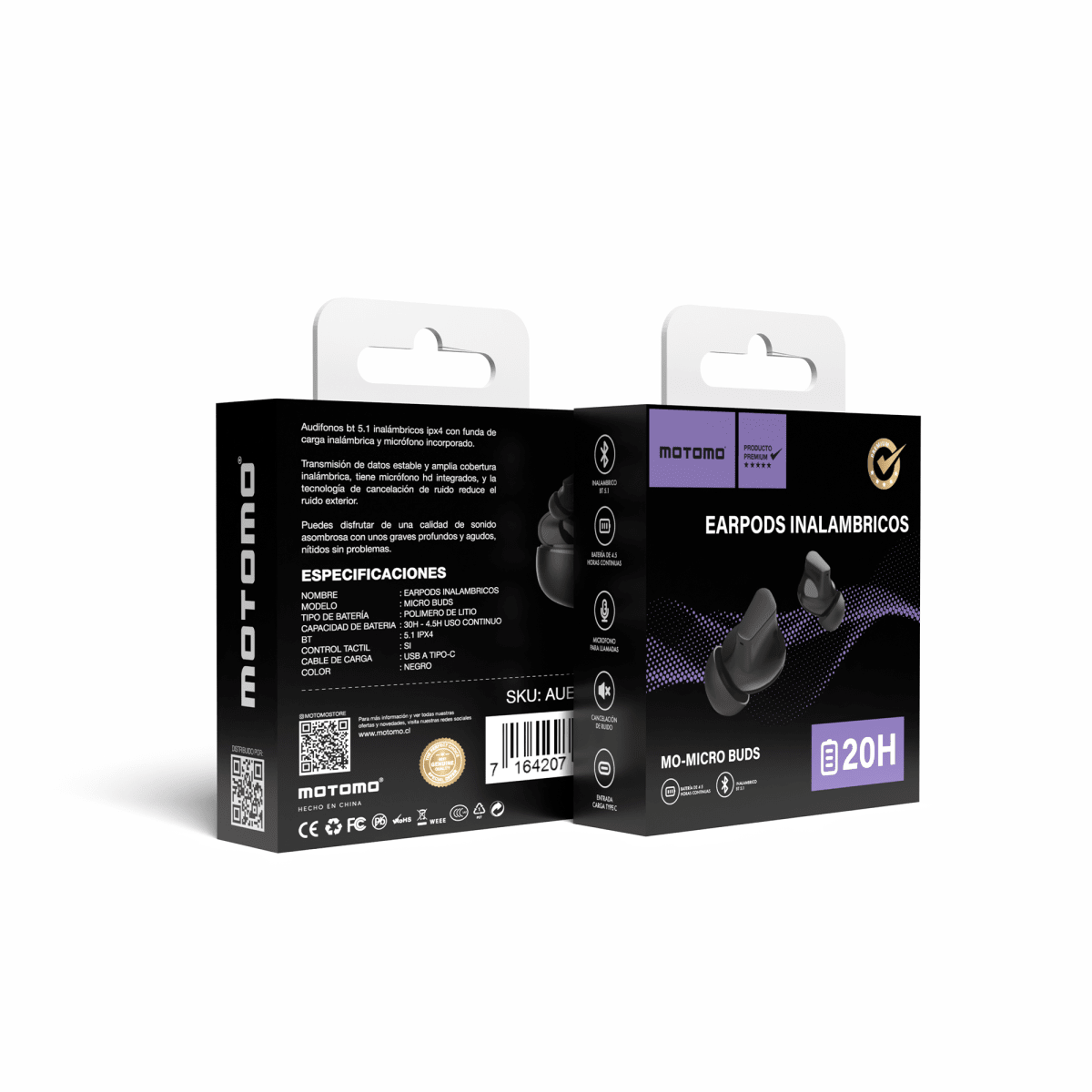 Earpods Motomo Micro Buds Negro2