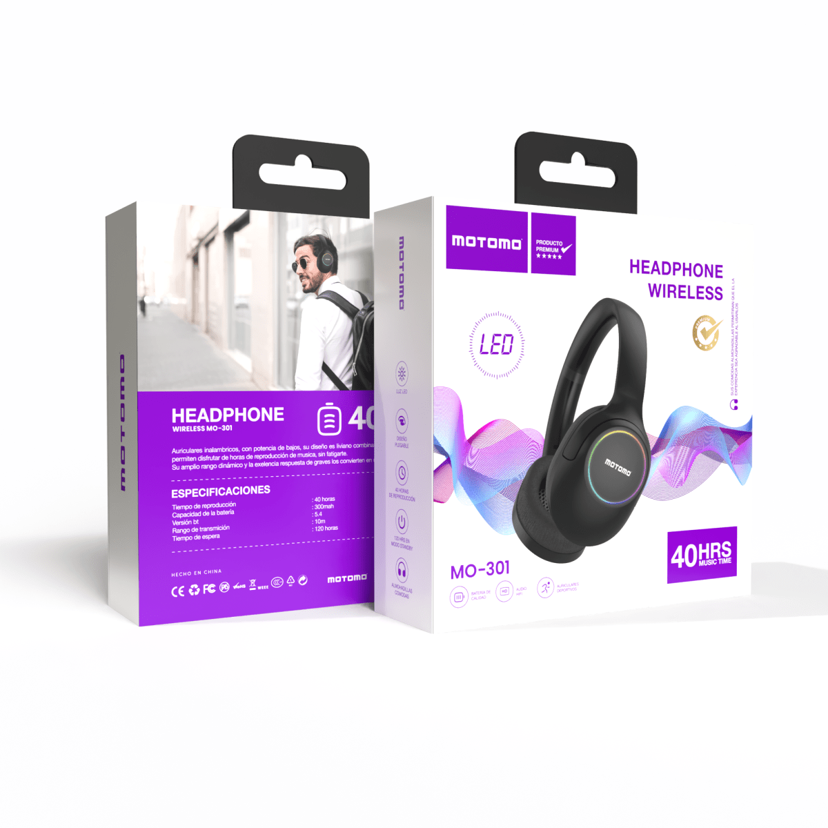 Audifonos Motomo MO-301 Bluetooth LED2