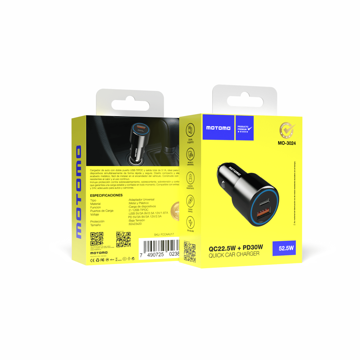 Cargador de Auto MO-3024 Dual USB Negro2