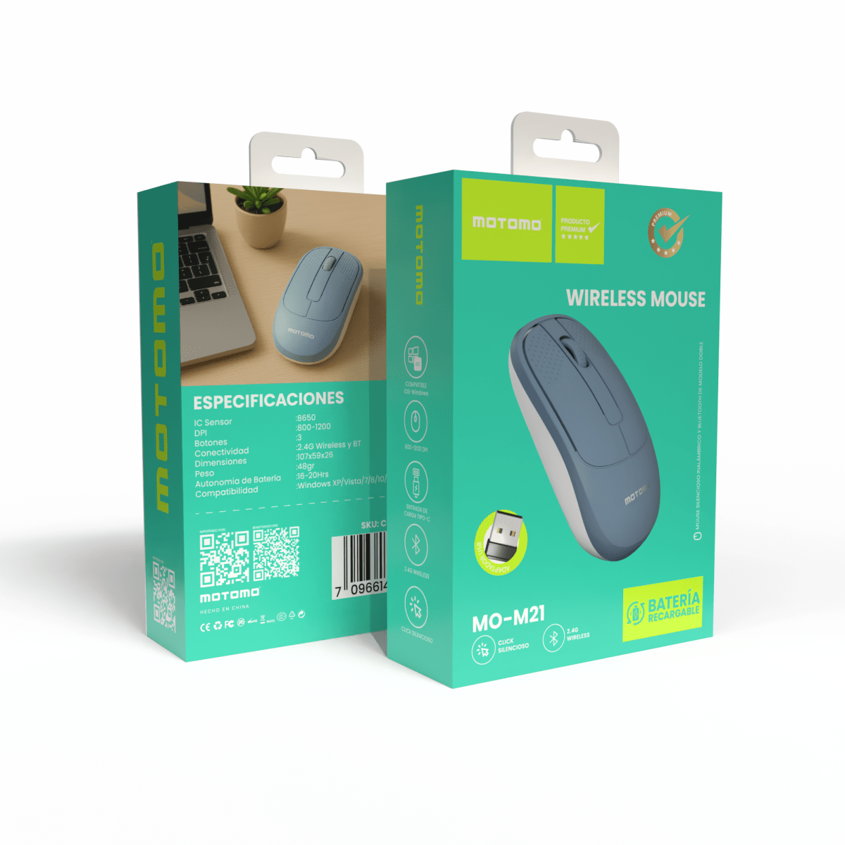 Mouse MO-M21 BT Recargable Azul2
