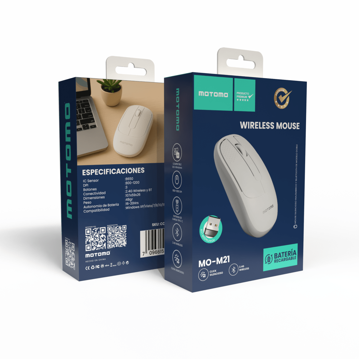 Mouse  MO-M21 BT Recargable Blanco2