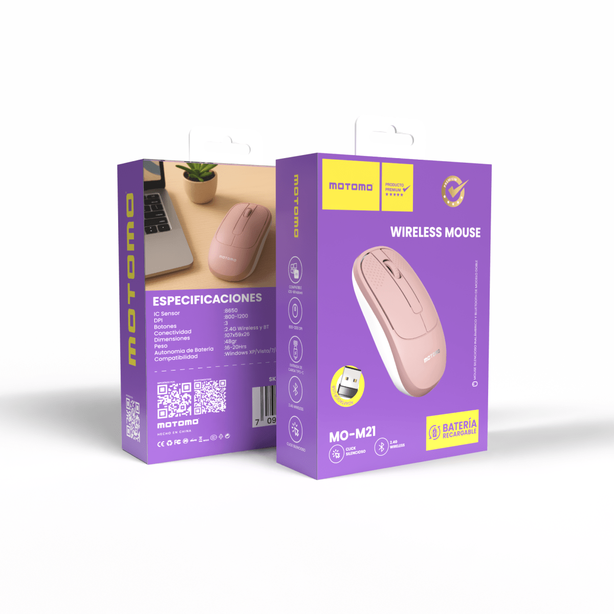 Mouse MO-M21 BT Recargable Rosa2