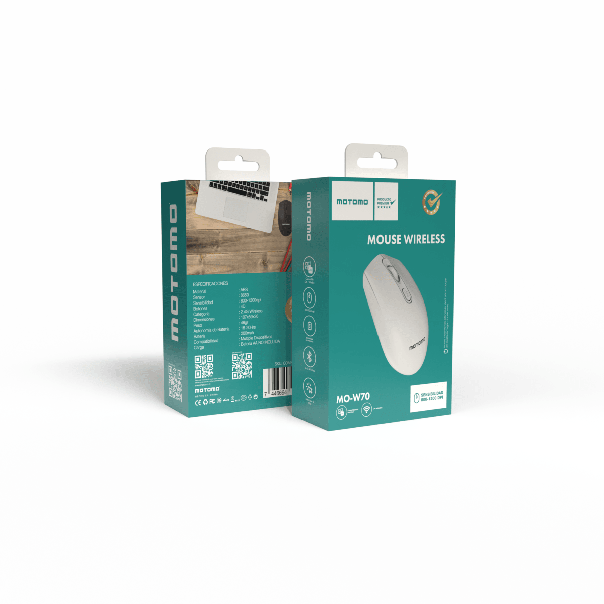 Mouse MO-W70 Inalambrico Blanco2