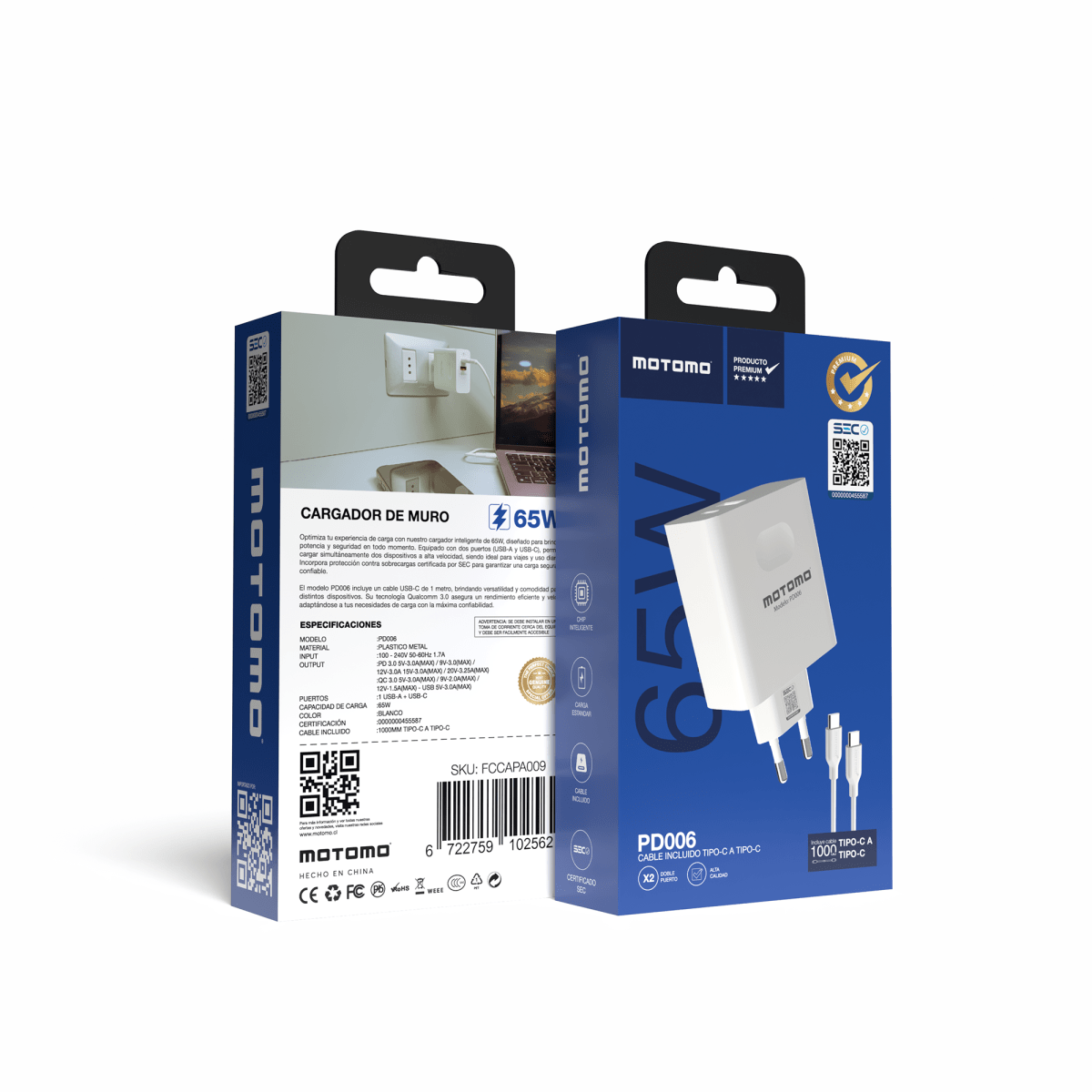 Cargador de Pared PD006 65W Tipo C2