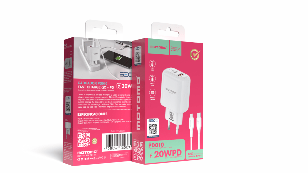 Cargador de Pared Cargador de Pared PD010 Tipo C a Tipo C2
