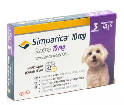 SIMPARICA 10 MG 2.5 A 5 KG 3 COMPRIMIDOS