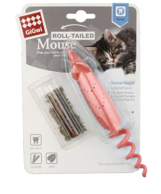 GIGWI RATON CON COLA ENROLLABLE CON CATNIP ROJO