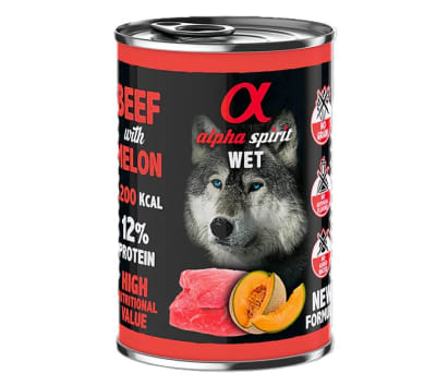 ALPHA SPIRIT LATA PERRO TERNERA CON MELON 400 GRS