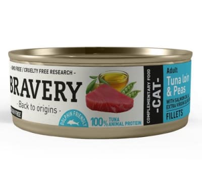 BRAVERY LATA GATO TUNA LOIN & PEAS ADULT 70 GRS