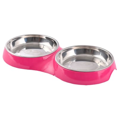 MASCAN PLATO GATO DOBLE SÓLIDO REDONDO FUCSIA