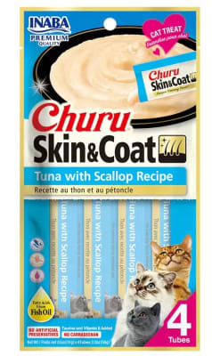 CHURU FELINO SKIN & COAT ATUN CON OSTION X 4 UNIDADES