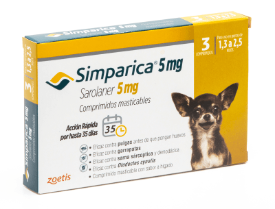 SIMPARICA 5 MG 1.3 A 2.5 KG 3 COMPRIMIDOS