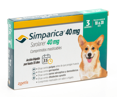 SIMPARICA 40 MG 10 A 20 KG 3 COMPRIMIDOS