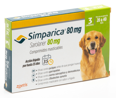 SIMPARICA 80 MG 20 A 40 KG 3 COMPRIMIDOS