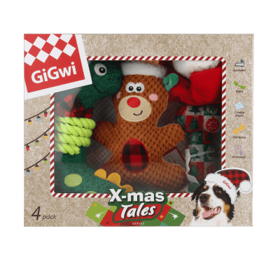 GIGWI PACK NAVIDEÑO PERRO M/L 4 PIEZAS