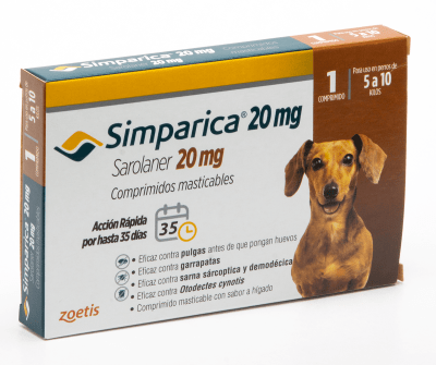 SIMPARICA 20 MG 5 A 10 KG 1 COMPRIMIDO