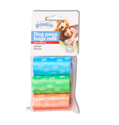 PAWISE BOLSAS REPUESTO 3X20 COLORES
