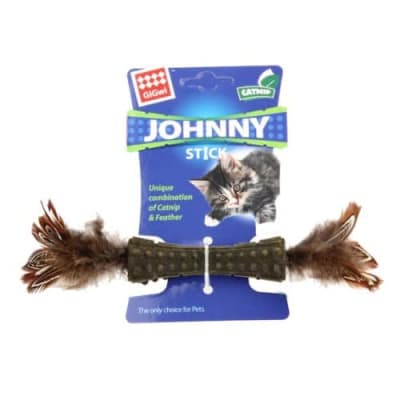 GIGWI JOHNNY STICK CATNIP PLUMA DOBLE CAFÉ