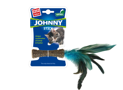 GIGWI JOHNNY STICK CATNIP PLUMA AZUL
