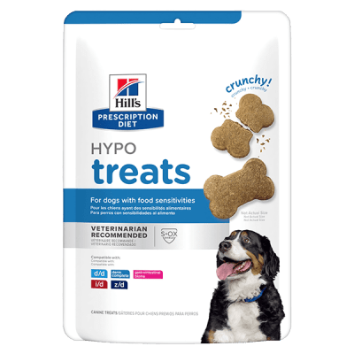HILLS PRESCRIPTION DIET HYPO TREATS CANINO 340 GRS