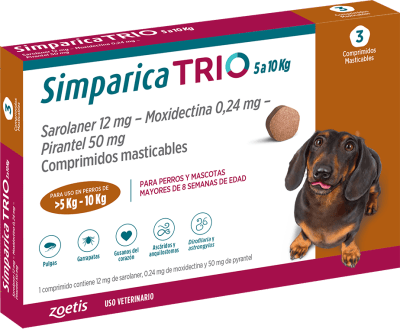 SIMPARICA TRIO 5 A 10 KG 1 COMPRIMIDO