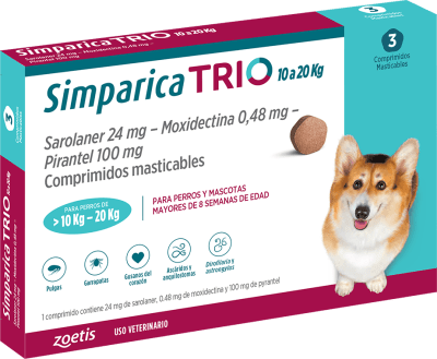 SIMPARICA TRIO 10 A 20 KG 1 COMPRIMIDO
