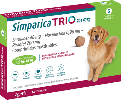 SIMPARICA TRIO 20 A 40 KG 1 COMPRIMIDO