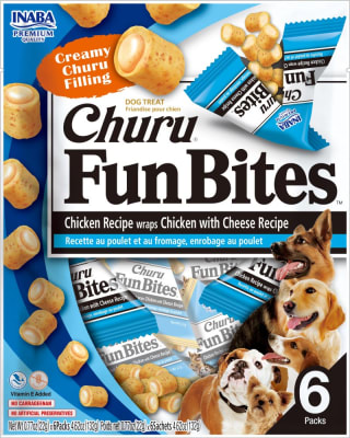 CHURU CANINO FUN BITES POLLO Y QUESO 132 GRS