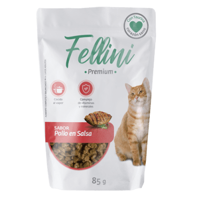 FELLINI POUCH POLLO EN SALSA 85 GRS