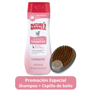 NATURES MIRACLE SHAMPOO CONTROL OLOR MELON + OSTER CEPILLO DE BAÑO1