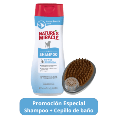 NATURES MIRACLE SHAMPOO PUPPY + OSTER CEPILLO DE BAÑO1