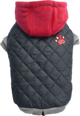 DOGGY DOLLY PARKA POLAR IMPERMEABLE NEGRA GORRO