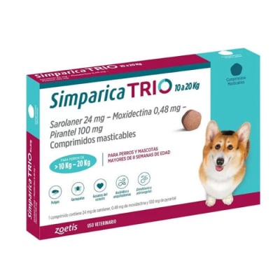 SIMPARICA TRIO 10 A 20 KG 3 COMPRIMIDOS (VENC: ABRIL/2026)