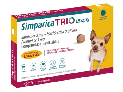 SIMPARICA TRIO 1.25 A 2.5 KG 1 COMPRIMIDO
