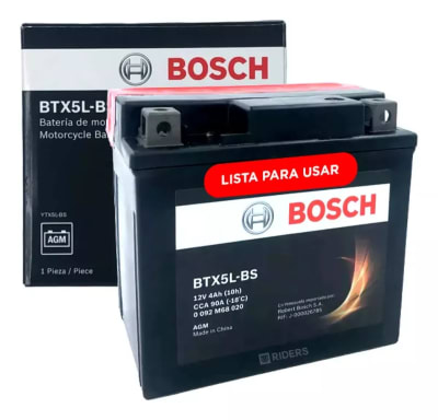 BATERIA MOTOCICLETA BOSCH BTX5L-BS AGM CTX5L 4AH PD TC CCA 90A GIXXER/R15/FZ16/INVICTA/XR150L12V1