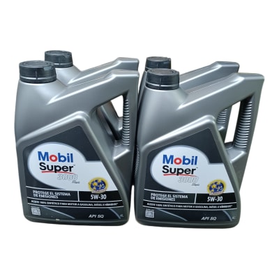 CAJA 4 UNIDADES ACEITE MOTOR MOBIL 5W30 4LTS SUPER 3000 S3000