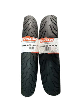 PACK 2 NEUMATICOS RINALDI SS48 90/90-18 Y 2,75-18 (80/90-18) TUBULAR ARO 181