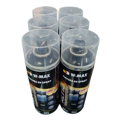 PACK 6 UNIDADES PINTURA NEGRO MATE ALTA TEMPERATURA 600°C SPRAY W-MAX