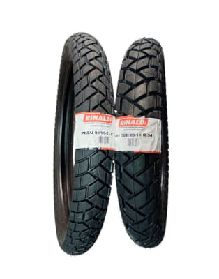 PACK 2 NEUMATICOS RINALDI R34 90/90-21 Y 120/80-18 NO TUBULAR ARO 21 Y 181