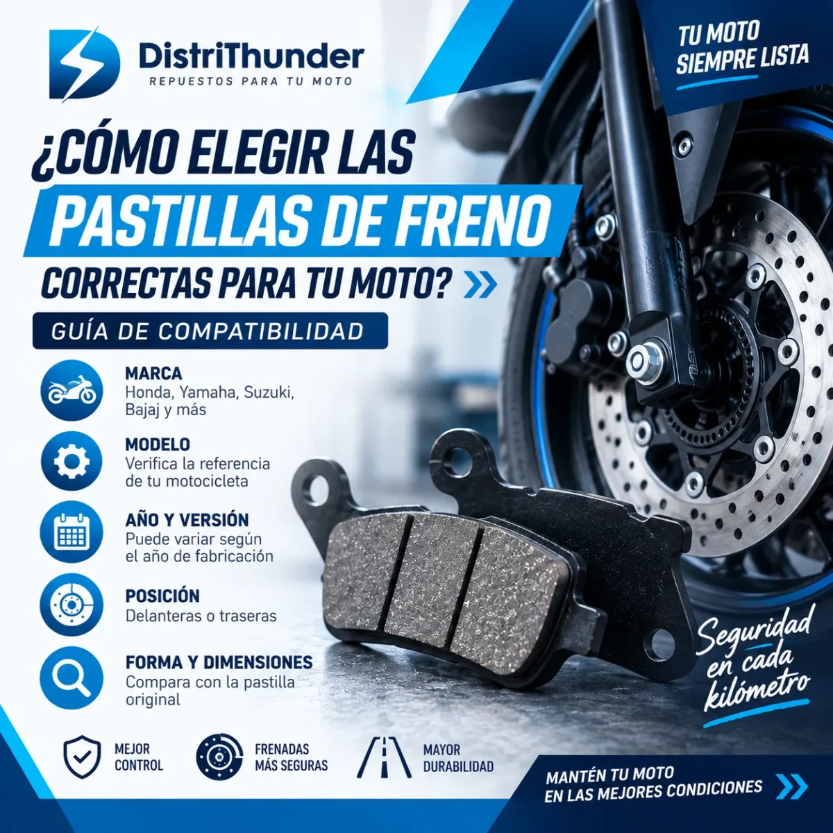 ¿Cómo elegir las pastillas de freno correctas para tu moto?