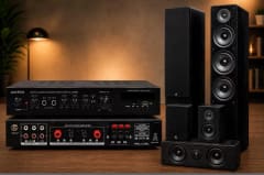 GERMAN AKUSTIC SET PARLANTES Hi-Fi HTS-707 BLACK + AMPLIFICADOR 5.1