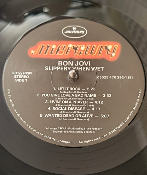 Bon Jovi Slippery When Wet Vinilo3