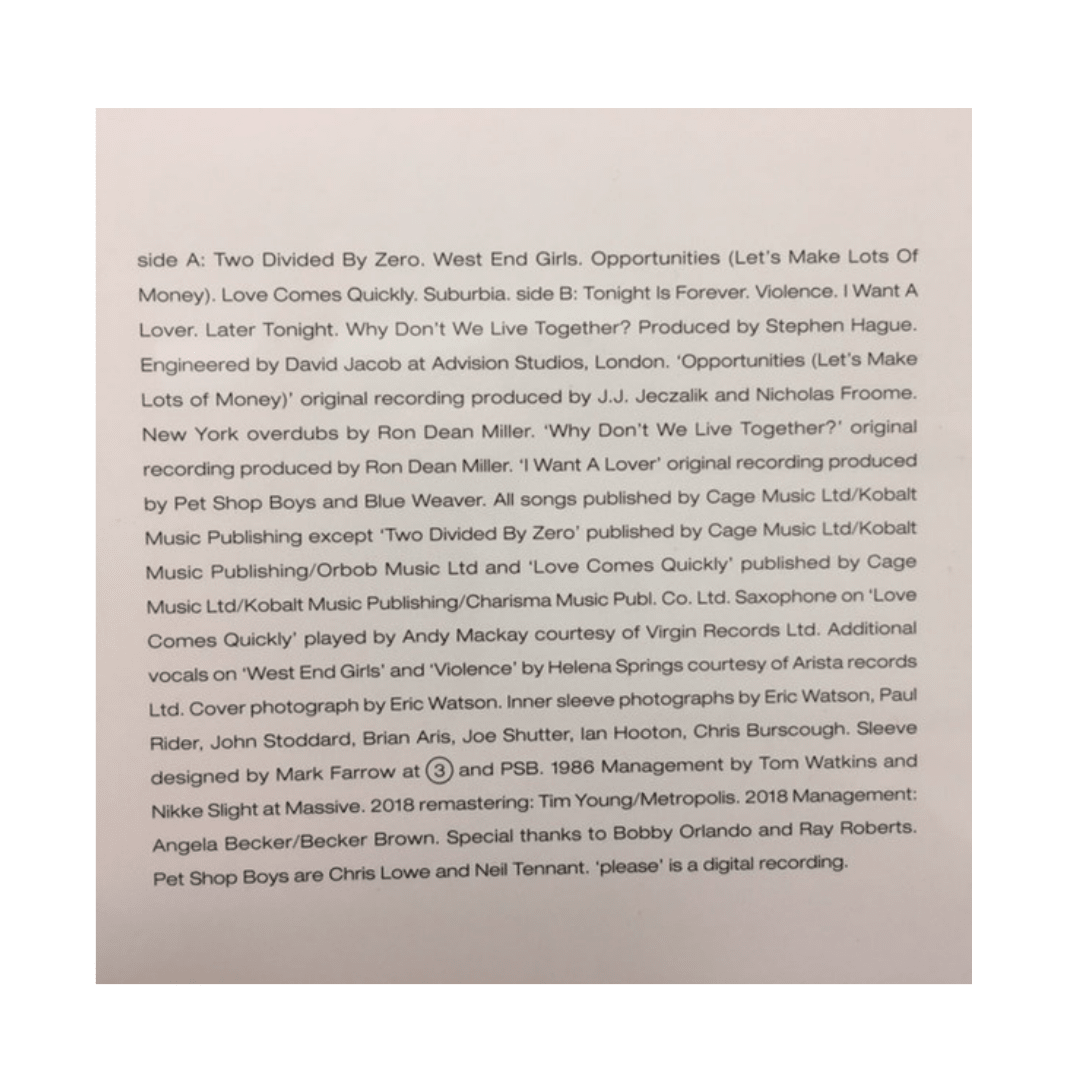 Pet Shop Boys Please Vinilo2