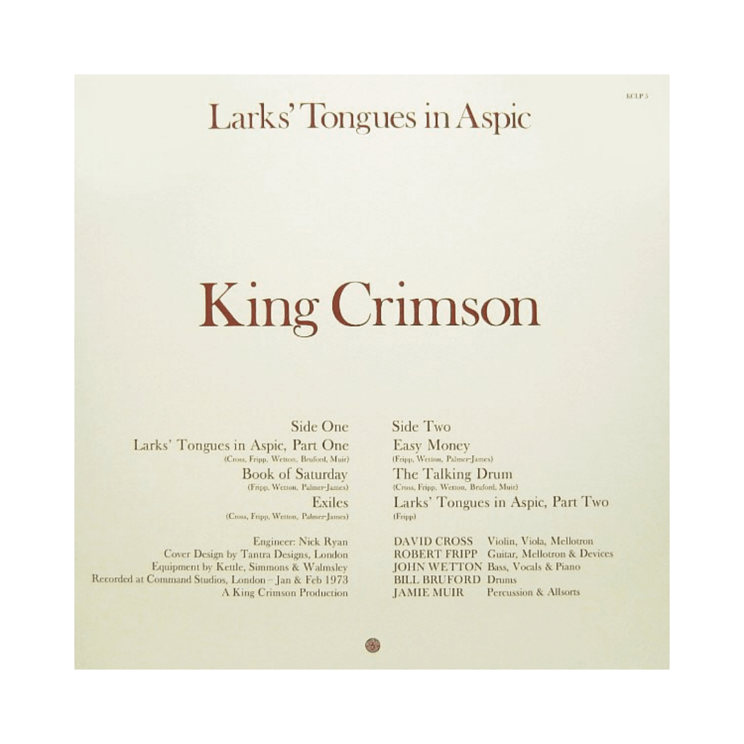 King Crimson Larks' Tongues In Aspic Vinilo2