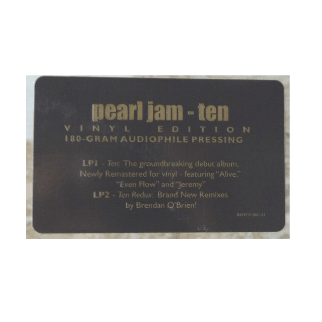 PEARL JAM TEN (2LP/180G/GATEFOLD) Vinilo2