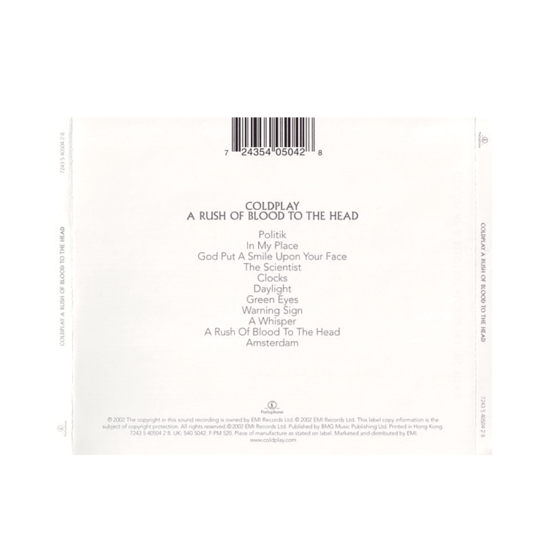 Coldplay A Rush Of Blood To The Head Cd2