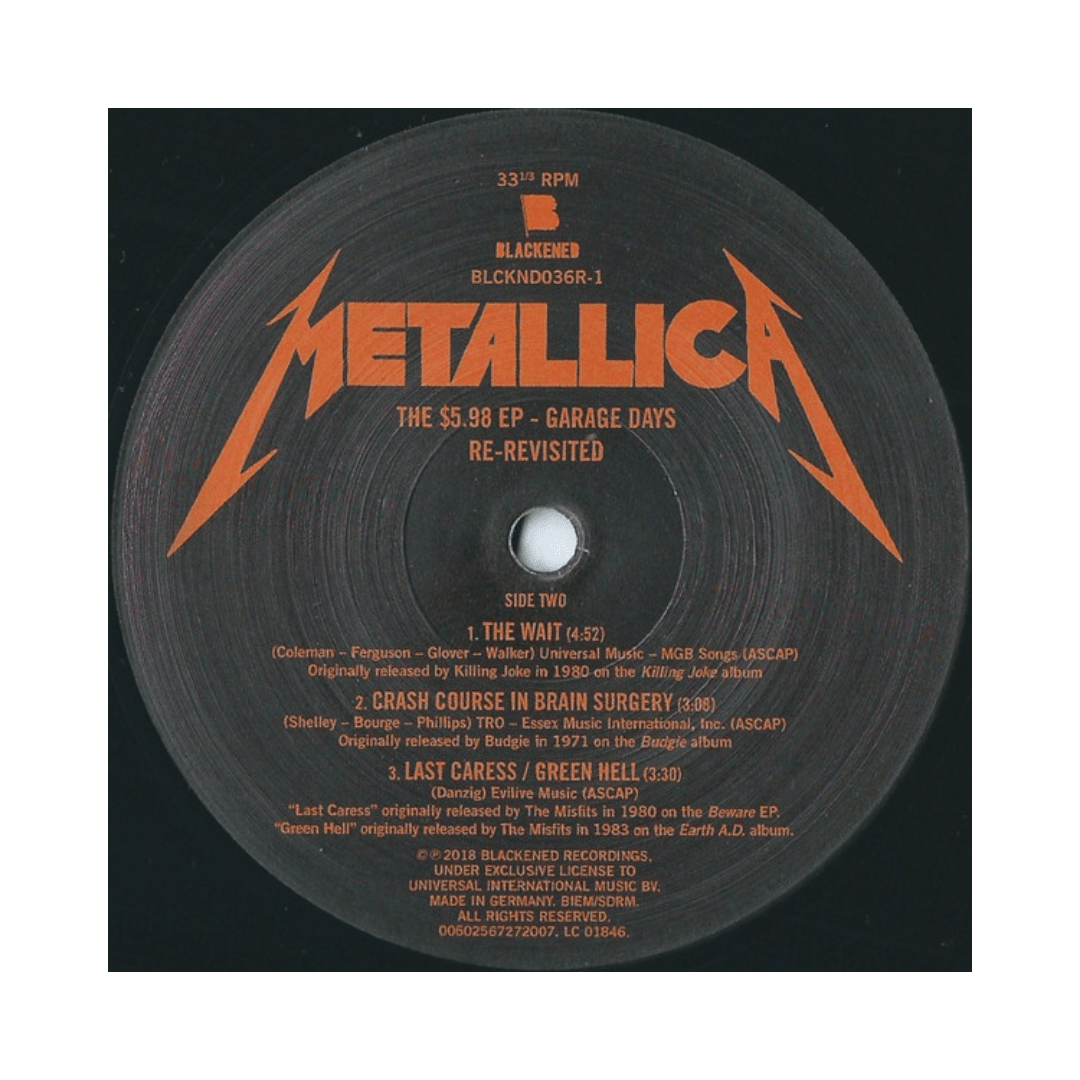 Metallica The $5.98 E.p. Garage Days Re-revisite Vinyl5