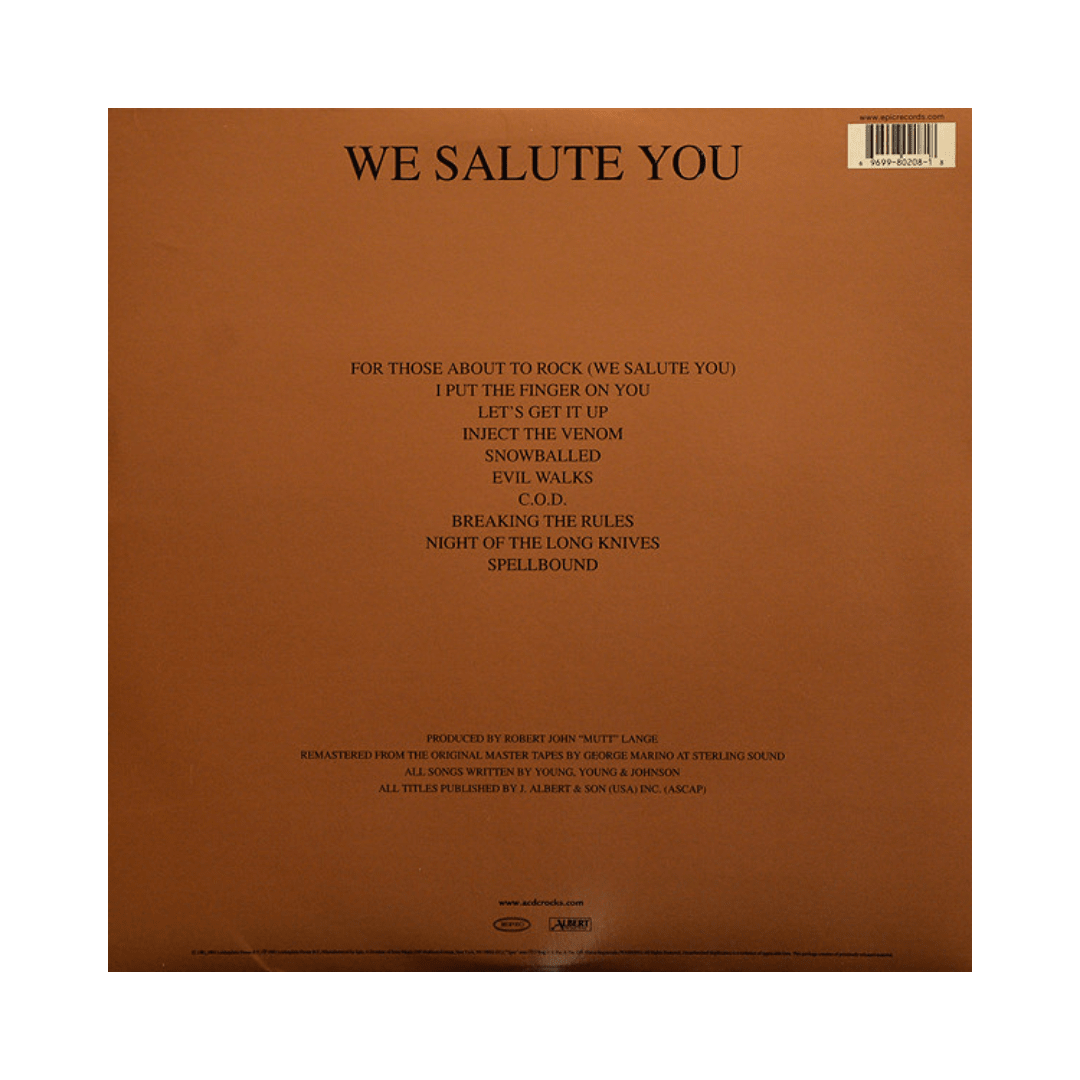 Ac/dc for Those About To Rock (we Salute You) Vinilo2
