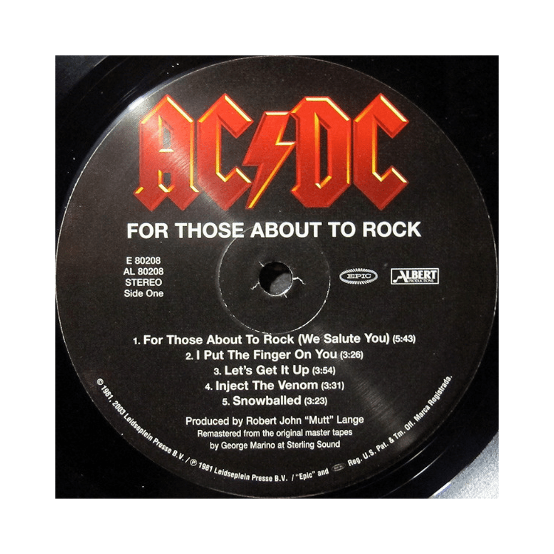 Ac/dc for Those About To Rock (we Salute You) Vinilo3